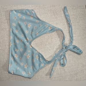 Ribbed flowered halter bikini top